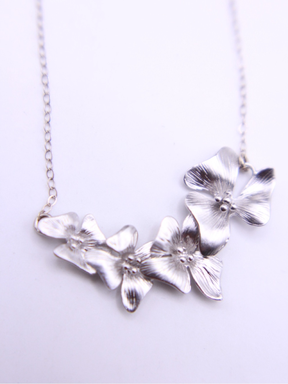 Sterling Silver Floral Statement Necklace